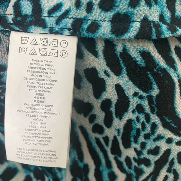 Michael Kors blouse bell sleeves size XS black blue long sleeve V Neck tunic NWT - Picture 8 of 8